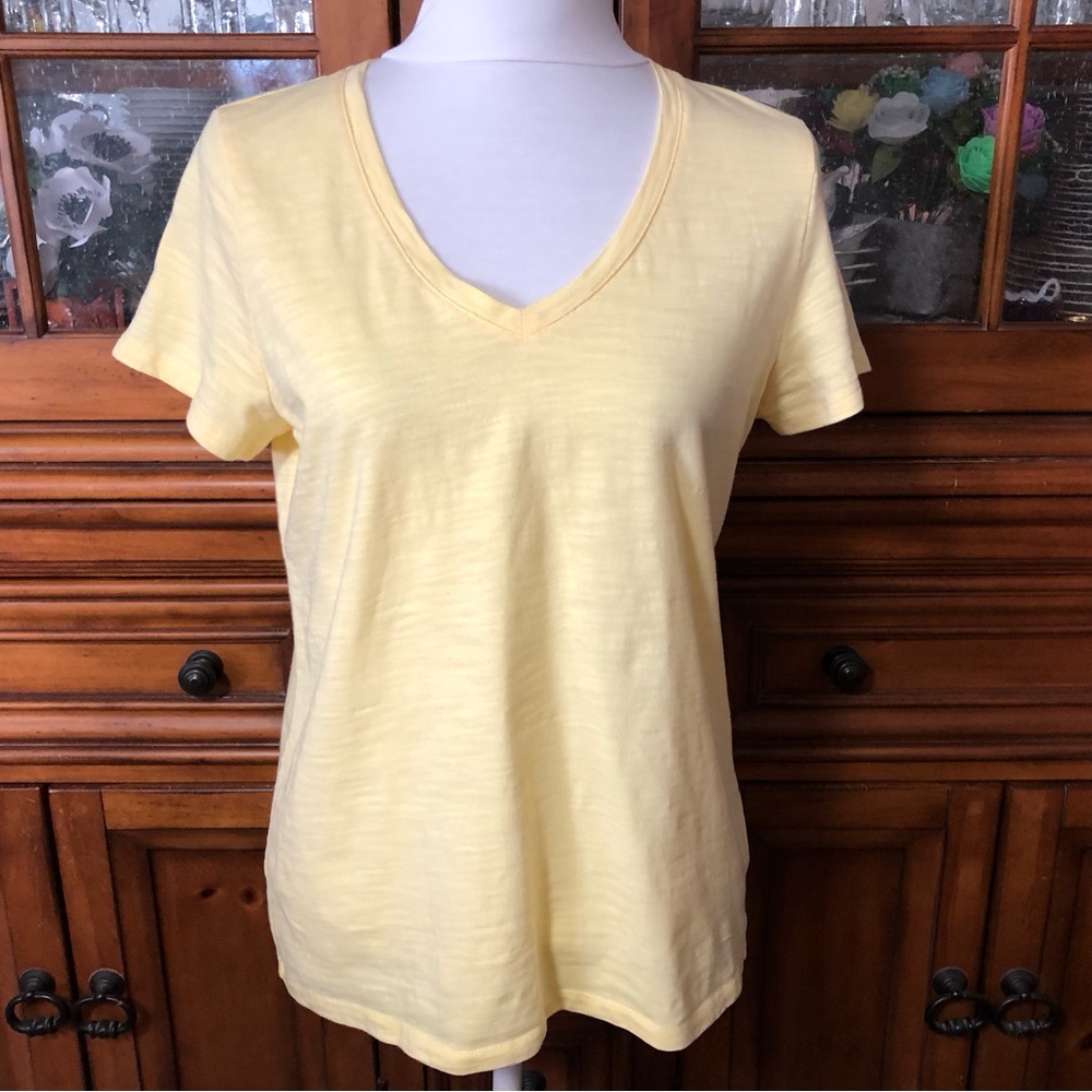 Like New Talbots Yellow V-Neck Short Sleeve Tee